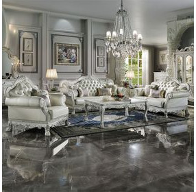 Dresden Cream Upholstered Accent Chair with Pillows and Nailhead Trim