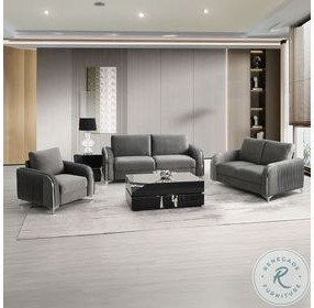 Wenona Gray Velvet Living Room Set