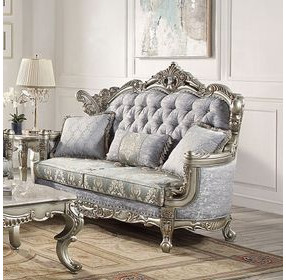 Miliani Gray 73" Loveseat with Pillows and Nailhead Trim