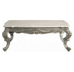 Miliani White and Antique Bronze Marble Top Occassional Table Set