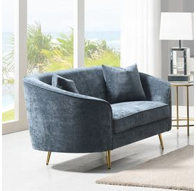 Nakendra Cobalt Blue 61" Loveseat with Pillows