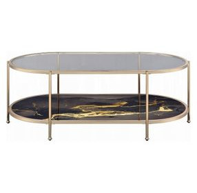 Fiorella Black and Gold Glass Top Occassional Table Set