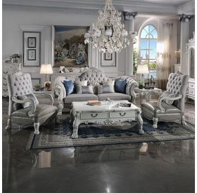 Dresden Gray Upholstered Tufted Back Accent Chair with Pillow and Nailhead Trim
