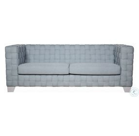 Saree Light Teal Chenille and White Living Room Set