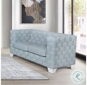 Saree Light Teal Chenille and White 63" Loveseat