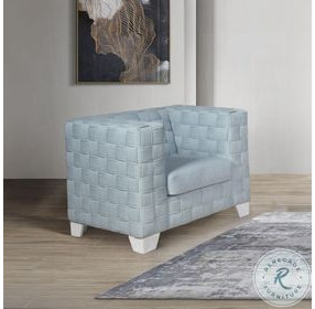 Saree Light Teal Chenille and White Chair