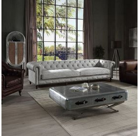 Ofer Vintage White Leather 122" Sofa