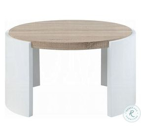 Zoma White High Gloss and Oak Round Occassional Table Set