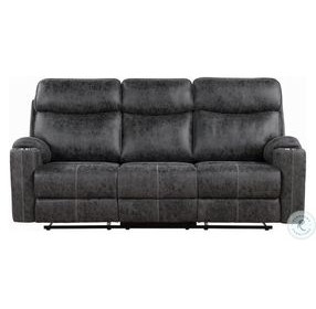 Hirah Dark Gray Polish Microfiber Reclining Living Room Set