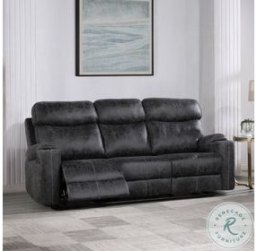 Hirah Dark Gray Polish Microfiber 86" Reclining Sofa