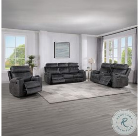Hirah Dark Gray Polish Microfiber Reclining Living Room Set