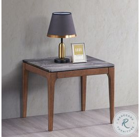 Bevis Engineered Stone and Walnut Square End Table