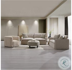 Upendo Beige Linen 64" Loveseat with 2 Pillows