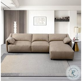 Veata Light Brown Suede Sectional Sofa