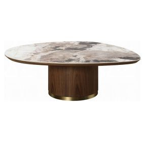 Willene Beige and Dark Oak Free Form Ceramic Top Occassional Table Set
