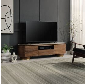 Willene White and Dark Oak 71" Ceramic Top TV Stand