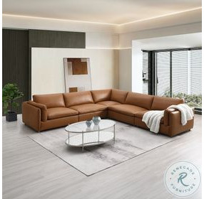 Brighton Brown Top Grain Leather Modular Sectional