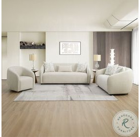 Etienne Beige Linen Living Room Set with 3 Pillows