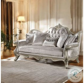 Libertee Beige Fabric and Champagne 85" Sofa with 5 Pillows