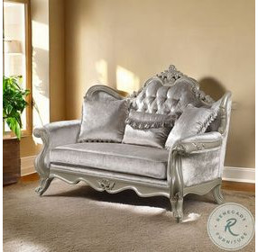 Libertee Beige Fabric and Champagne 70" Loveseat with 3 Pillows