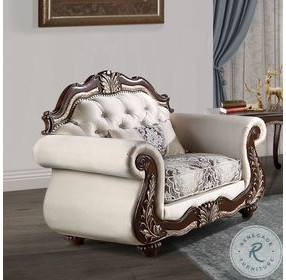 Pierce Beige Fabric and Cherry Chair with Pillow