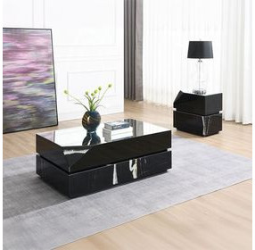 Drisana Black Rectangular Glass Top End Table