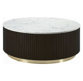 Clayten White and Espresso Marble Top Occassional Table Set