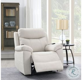 Chriki Beige Polished Microfiber Power Recliner with Lift, Heating and Massage
