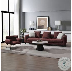 Mardi Maroon Tweed Living Room Set with 3 Pillows