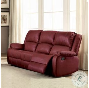 Zuriel Red Synthetic Leather 78" Reclining Sofa
