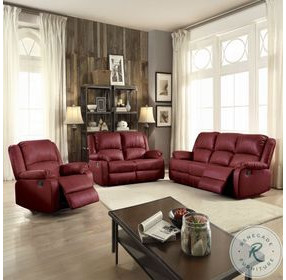 Zuriel Red Synthetic Leather Reclining Living Room Set