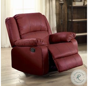 Zuriel Red Synthetic Leather Rocker Recliner