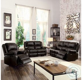 Zuriel Brown Synthetic Leather Reclining Living Room Set