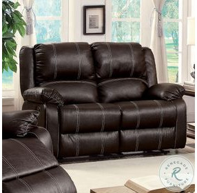 Zuriel Brown Synthetic Leather 56" Reclining Loveseat