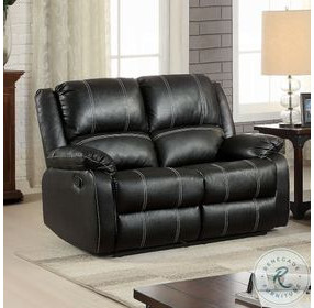 Zuriel Black Synthetic Leather 56" Reclining Loveseat