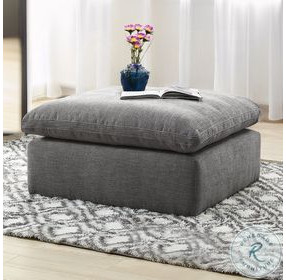 Naveen Gray Linen Feather Modular Square Ottoman