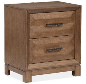 Callisto Bourbon Brown 2 Drawer Nightstand with USB Charging