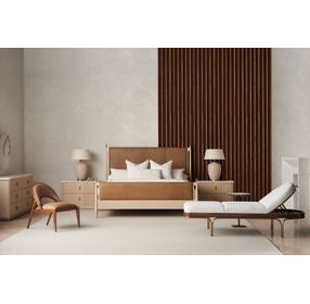 Rhythm Sun Drenched Oak and Lucent Bronze Upholstered King Platform Bed