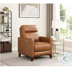 Arden Cognac Leather Zero Gravity Power Recliner with Power Headrest and USB Charging