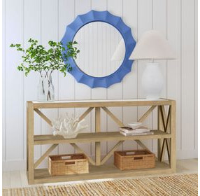 Altair Light Blue Round Wall Mirror