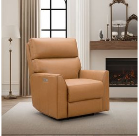 Marah Santa Fe Brandy Leather Big and Tall Power Recliner with USB Charging