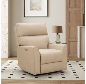 Marah Cashmere Stone Leather Big and Tall Power Recliner with USB Charging