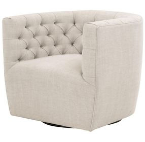 Marcel Beige Upholstered Swivel Club Chair