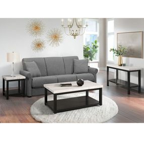 Evie White and Black Rectangular Marble Top Coffee Table with Casters