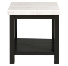 Evie White and Black Square Marble Top End Table