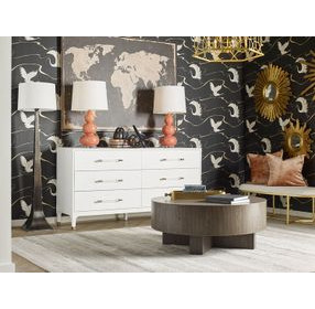 Maren Textured White Linen 6 Drawer Dresser