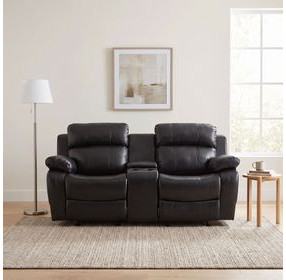 Marille Black Double Glider Reclining 78" Loveseat with Center Console