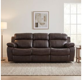 Marille Brown Double 88" Reclining Sofa with Center Drop-Down