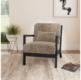 Freya Langley Cocoa Upholstered Chair with Kidney Pillow