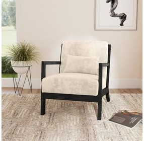 Freya Langley Cream Upholstered Chair with Kidney Pillow